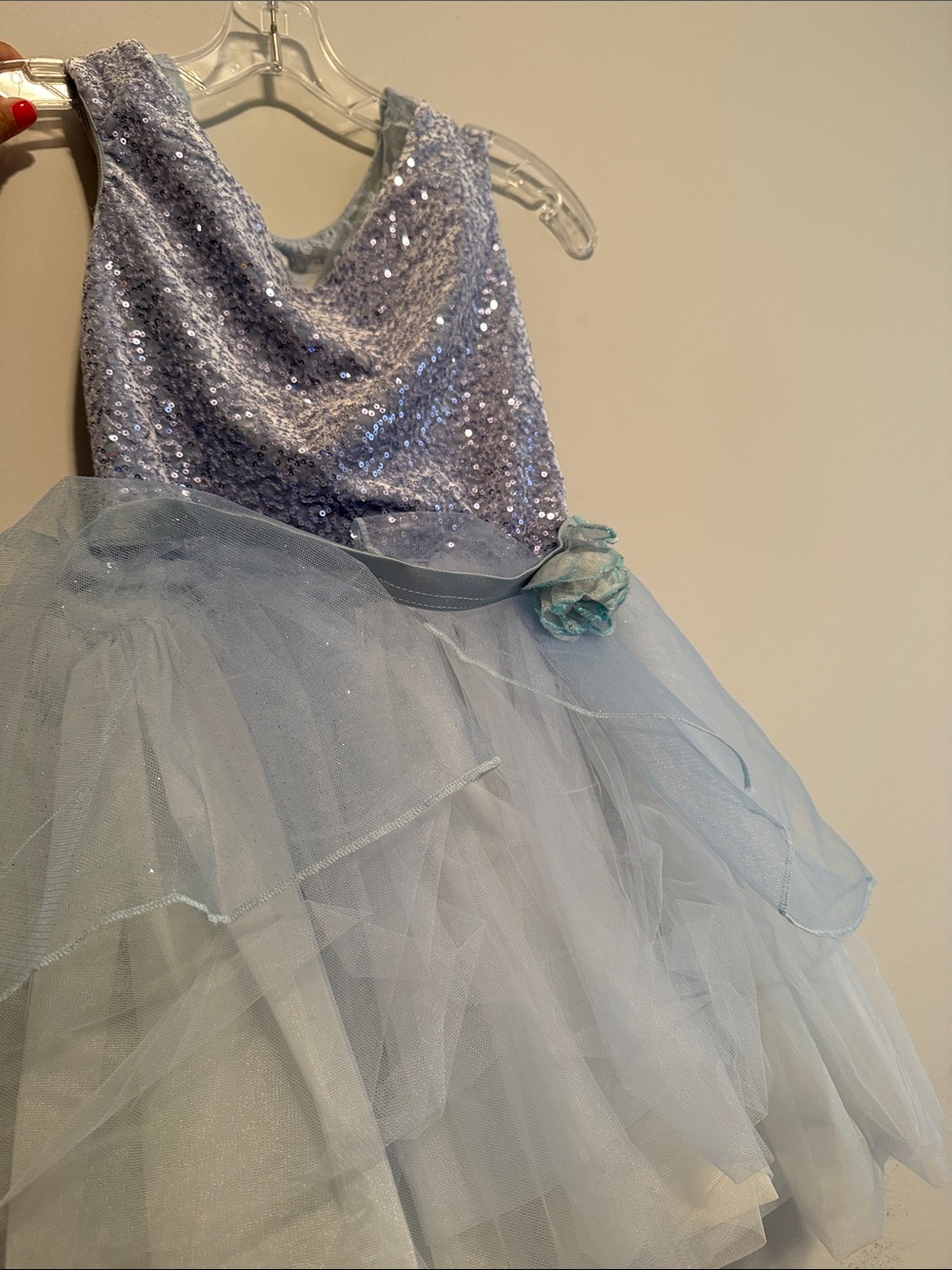 Weissman Light Blue Sequin Tulle Party Dress for Kids